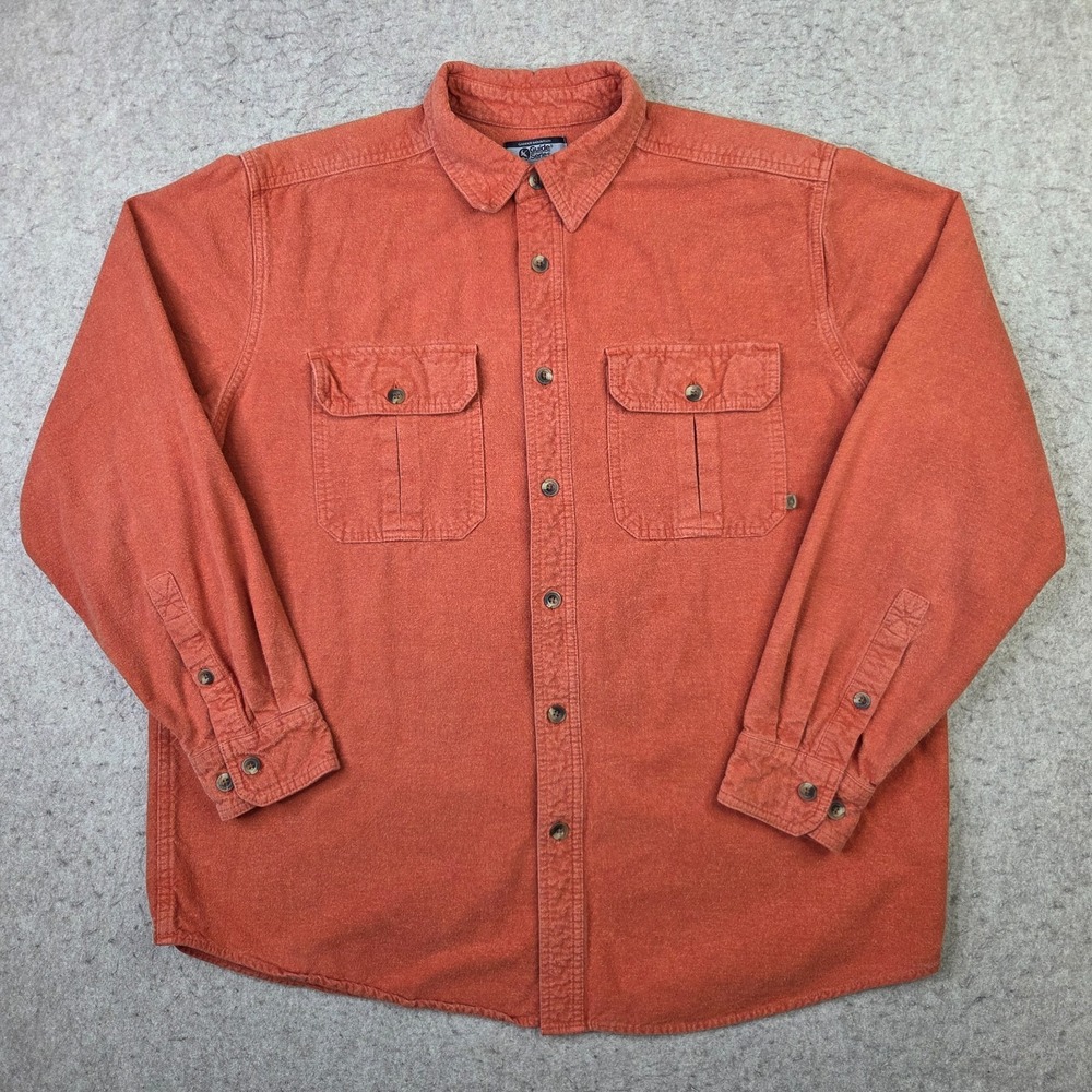 Gander Mountain Hunting Flannel Shirt Mens L Orange Long Sleeve Button Up Guide